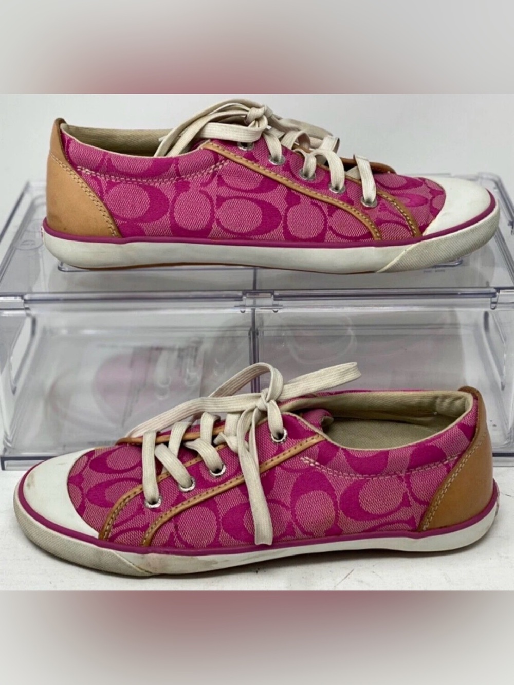 COACH Leatherware C-Logo Signature Sneakers Barrett P547 Size 9.5 Pink Shoes